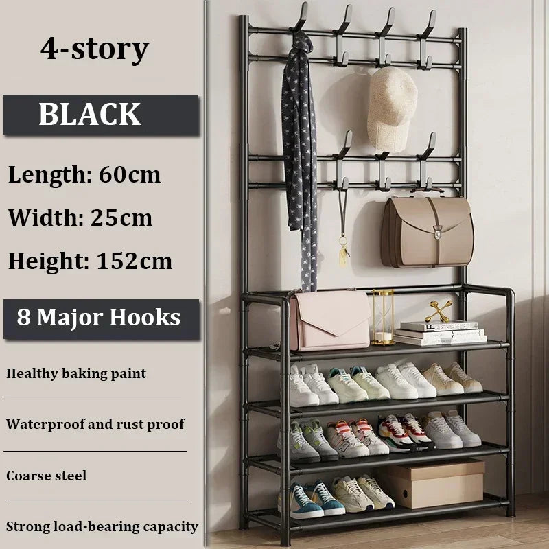 Clothes Hanger Multi-Layer Shoe Rack Doorway DIY Hat And Shoes Shelf Simple Floor-Standing Living Room Organizer Storage Racks